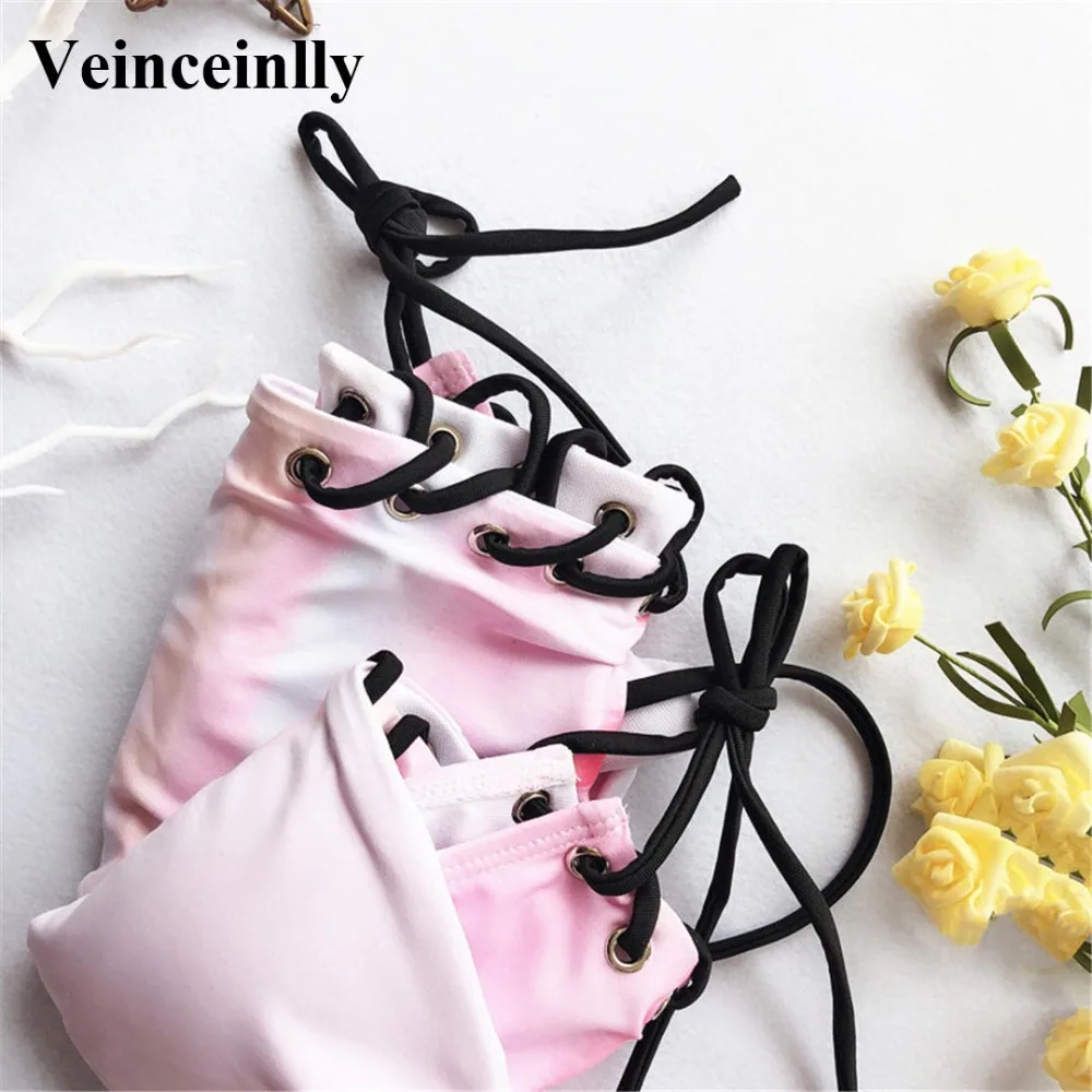 Sexy Lace Up One Piece Swimsuit Women Swimwear Female 2018 Bather V Neck Bathing Suit Swim Wear Colorful Monokini Lady Y1034 | Спорт и
