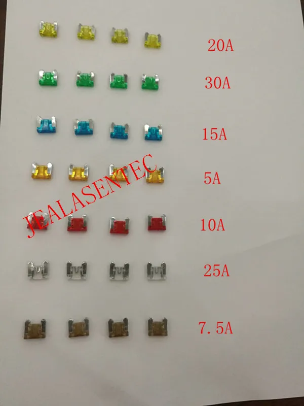 100 шт. мини предохранители для автомобилей 2A 3A 5A 7.5A 10A 15A 20A 25A 30A 35A Ампер с зажимом