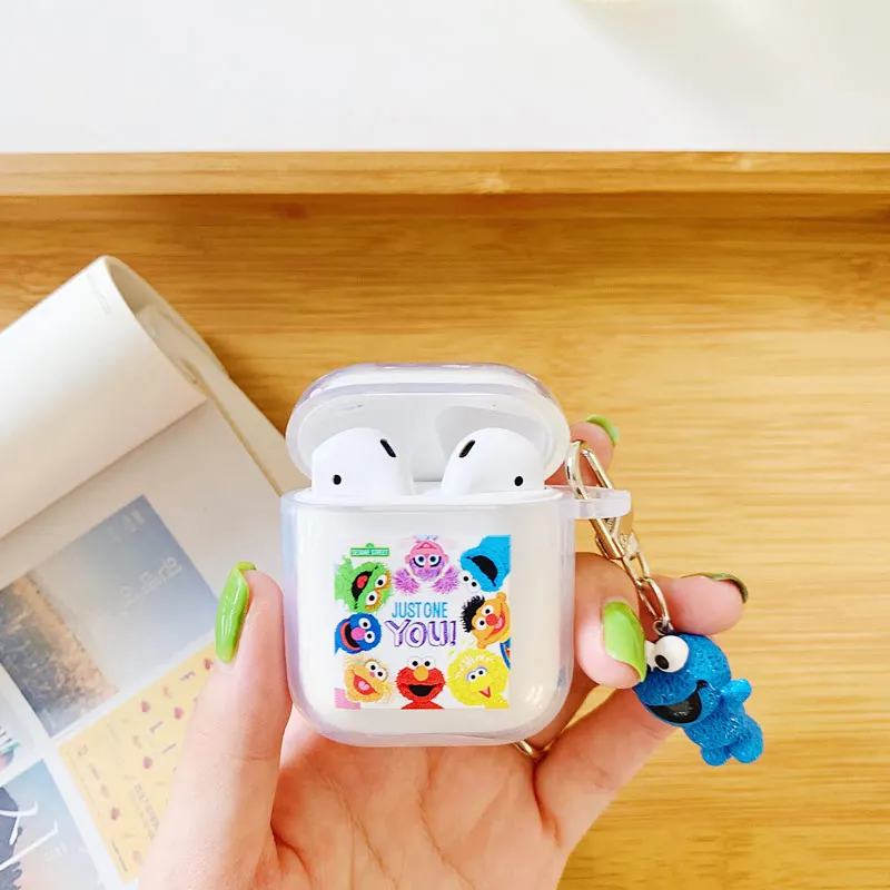 Улица Сезам Элмо печенья кукла кулон мультфильм беспроводной Bluetooth наушники чехол для Apple AirPods 1 и 2 Силиконовые зарядки