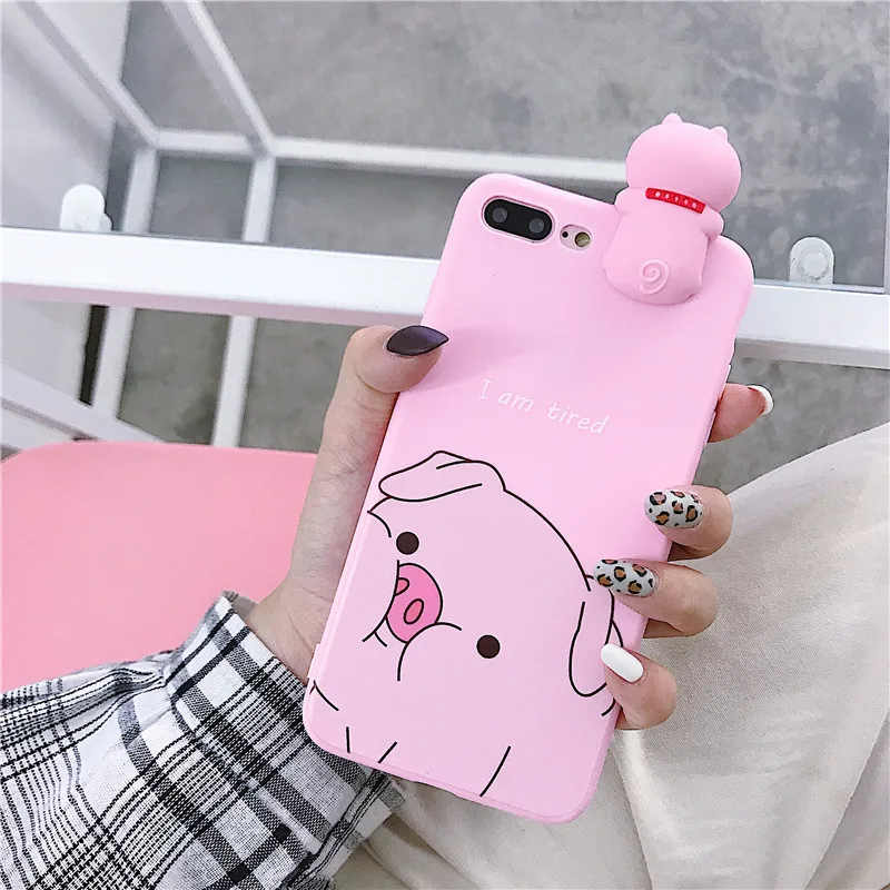 Забавный мультфильм Свинья розовый чехол для iPhone х 6 6S 7 8 Plus X XR XS MAX ТПУ Мягкая