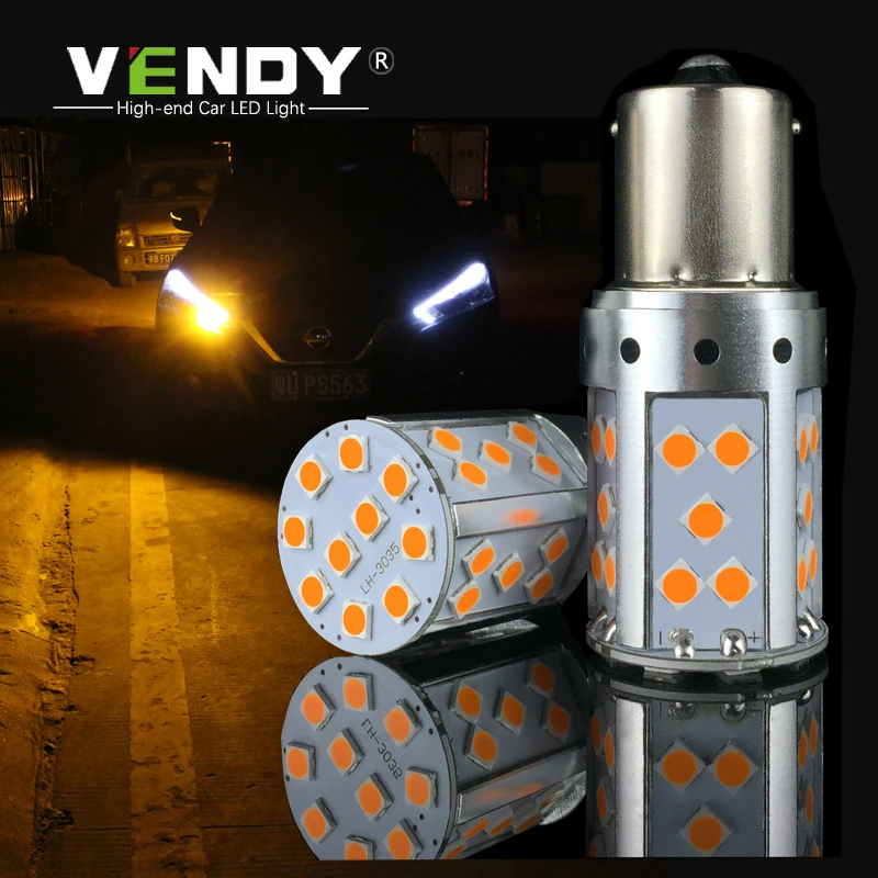 

2pcs No Resistor No Hyper Flash Canbus LED Turn Signal Lights PY21W BAU15S P21W BA15S T20 WY21W 7440 1156 Amber Auto Car Bulbs