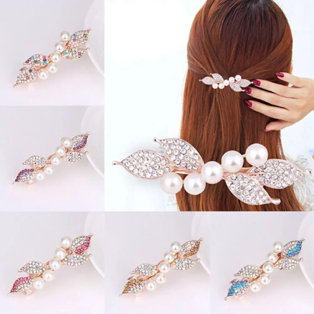 

Chic Fashion Girls Women Hairpin Hair Accessories Pearl Rhinestone Crystal Clamp Jewelry Styling Tools Women Hair Accessories
