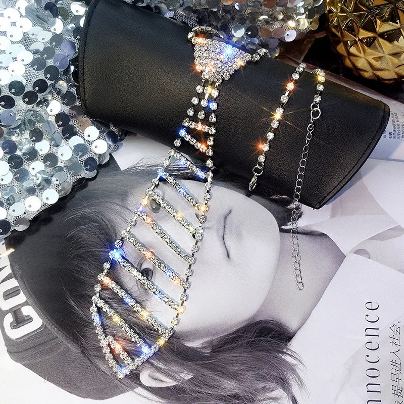 FYUAN полностью Стразы колье ожерелья для женщин Bijoux Длинный Галстук кристалл