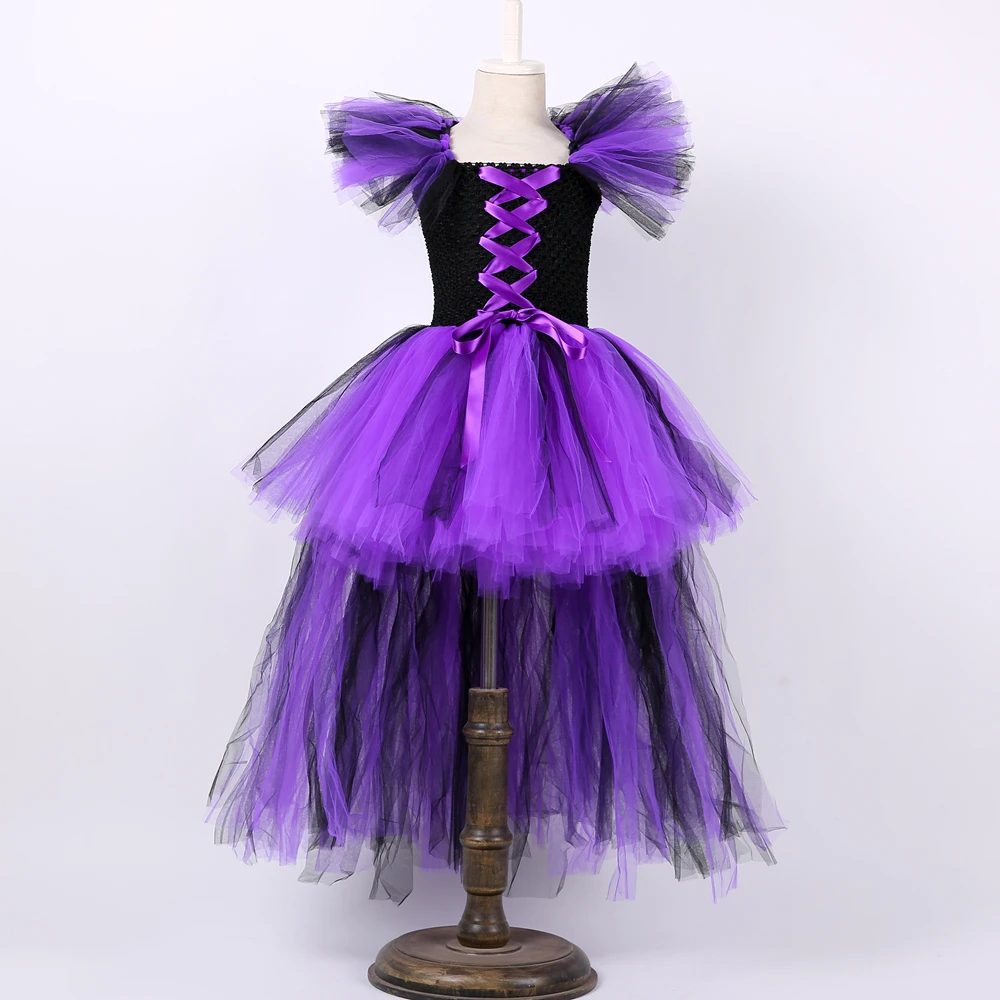 VASHE Fantasias Maleficent queen костюм для девочек Дети Хэллоуин Косплэй костюмы ведьм
