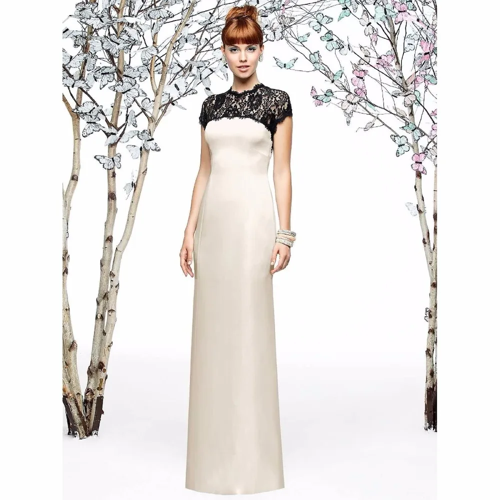 Винтаж Последние 2017 Длинные Платья Невесты Длиной до пола Белый/Черный Высокая