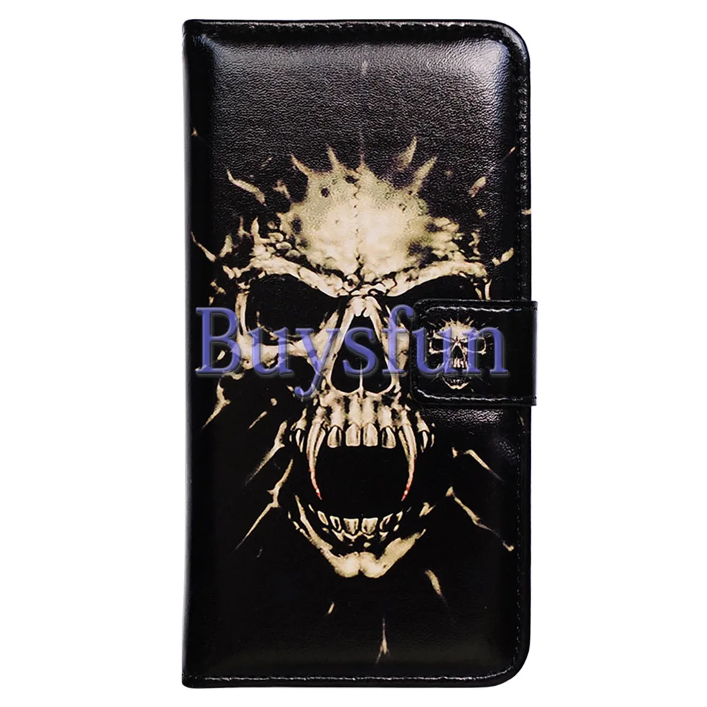 Bcov Black Fangs Skull Style Stand Leather Wallet Cover Case For iPhone 4 4S 100021122 |