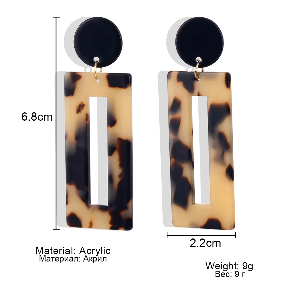 

Acrylic Earrings 2021 Big Statement Earrings for Women Resin Oval Square Geometric Drop Dangle Earrings Bohemian Jewelry Gift