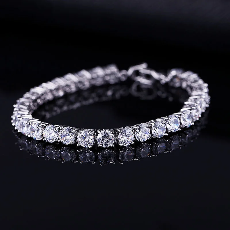 Очаровательные круглые женские теннисные браслеты AAA + с фианитом 0 5 карат