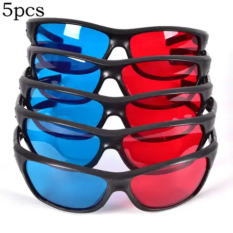 5 шт./компл., красно-синие 3D очки для объемных анаглифных фильмов, игр, DVD, черный