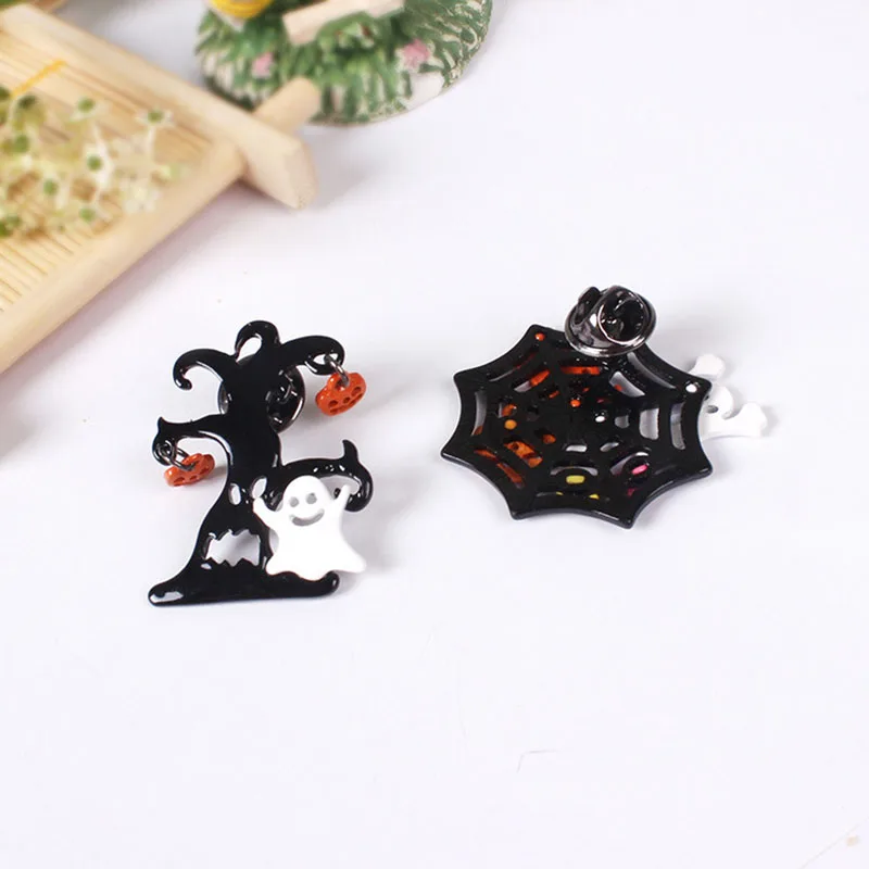 Креативная эмалированная брошь на булавке в виде тыквы паутины спайдермена