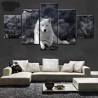 Рамка для рисования, настенное искусство, модульная HD печать, 5 панелей, черно-белый волк, холст, картины для гостиной, домашний декор, современный плакат