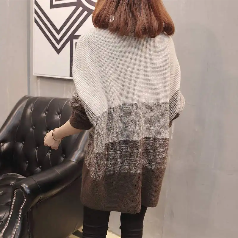 2020 Spring New Women Sweater Fashion Slim Knit Cardigan Patchwork Females Jacket Casual Loose Wild Coat UX65 |