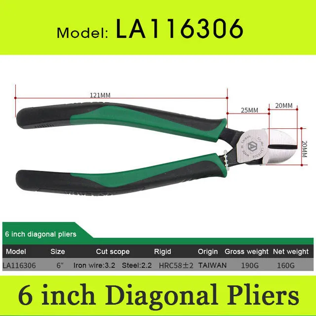 6inch Diagonal Plier LAOA плоскогубцы в американском стиле, CR-MO плоскогубцы, плоскогубцы с длинным носом, рыболовные плоскогубцы, инструмент для зачистки проводов для электрика - Цвет: 6inch Diagonal Plier