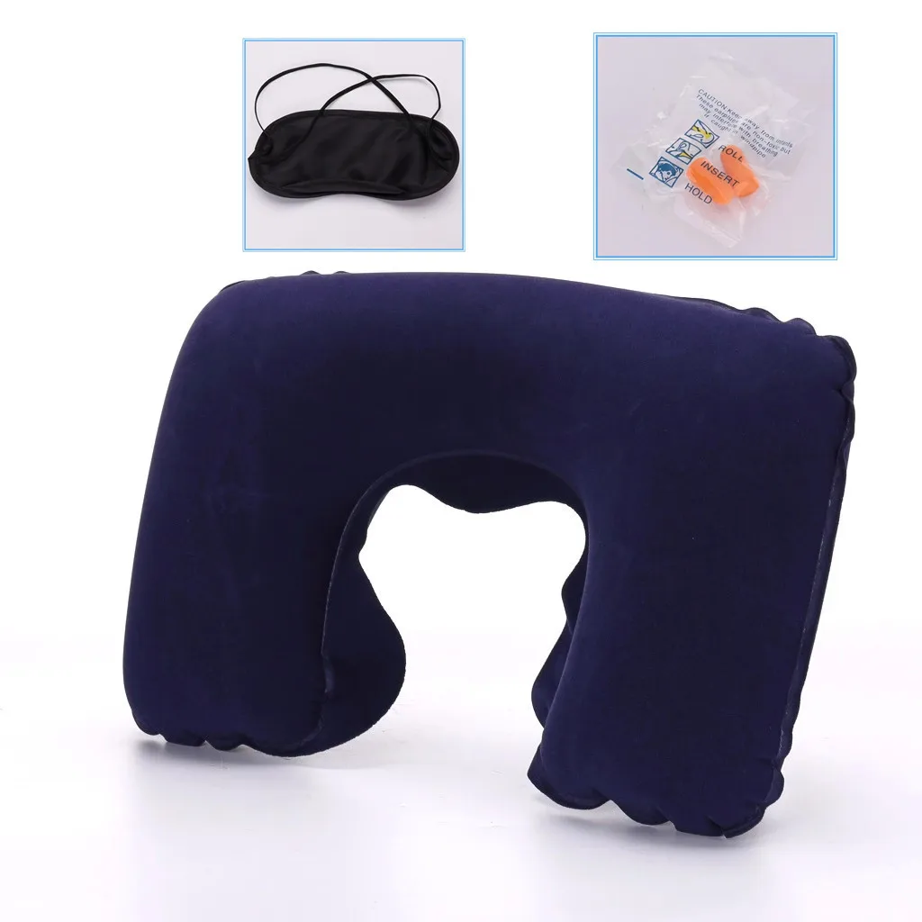 Dark Blue Подушка для автомобильного сиденья, надувная подушка, воздушная подушка для шеи, u-образный компактный самолет, для путешествий, домашний текстиль для подушек - Название цвета: Dark Blue