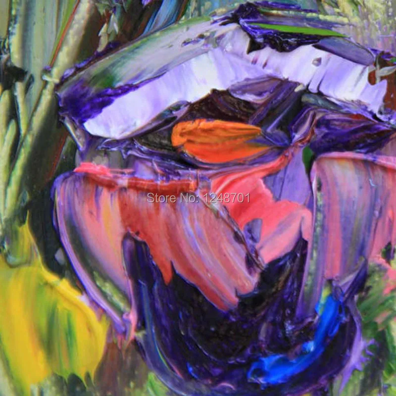 Ручная роспись большой цветок фиолетовые розовые розы Масляные картины триптих