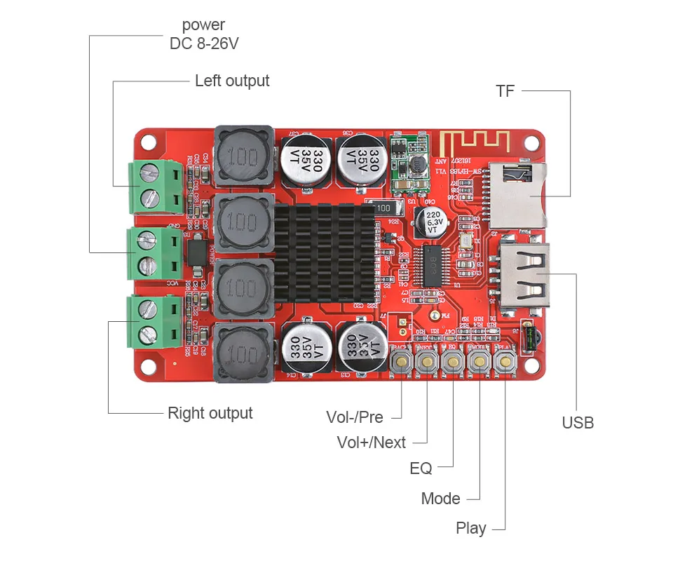 AIYIMA TPA3116 Bluetooth усилитель аудио Плата стерео цифровой Amplificador Поддержка U диск TF декодирование 2X50 Вт домашний кинотеатр