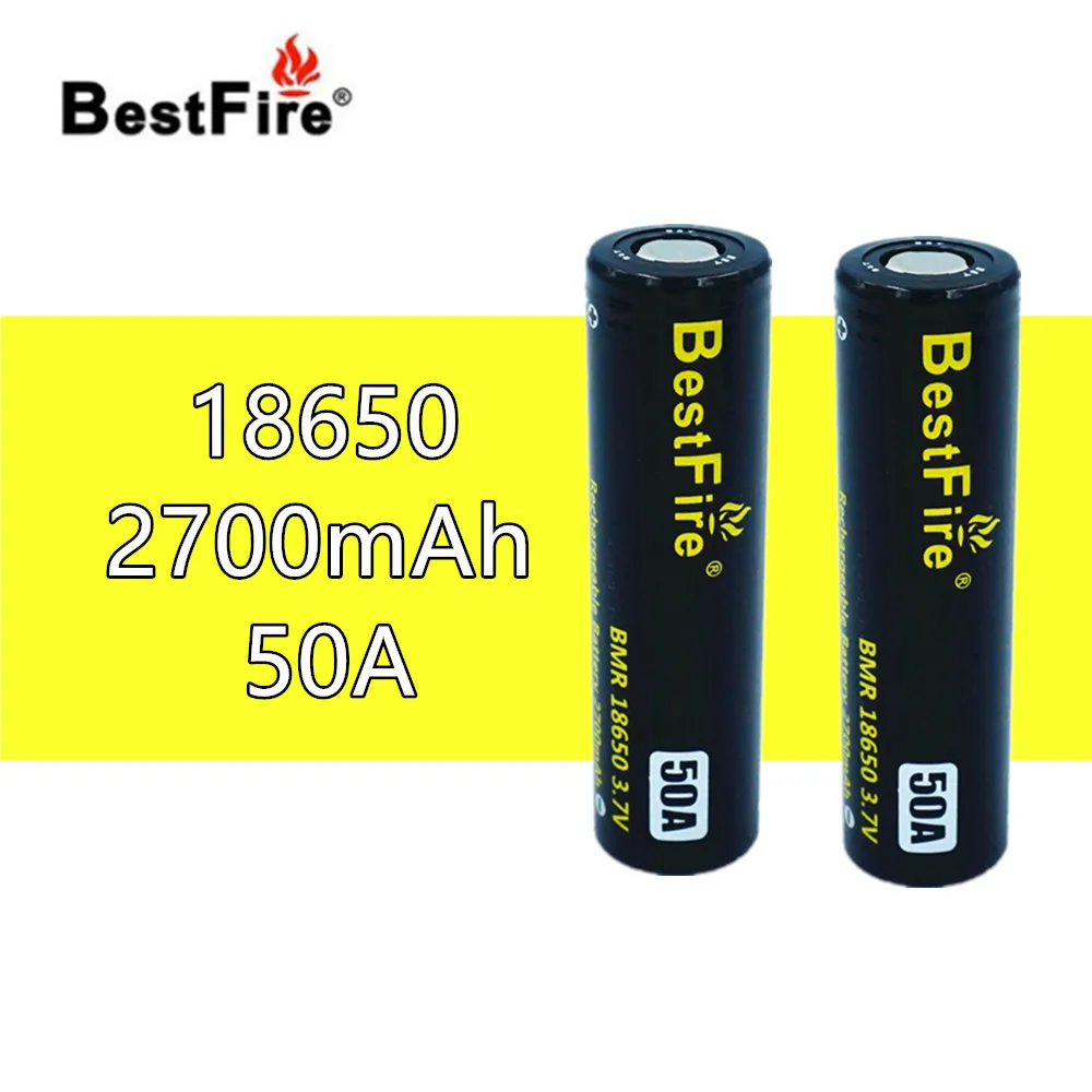 2 шт. Bestfire 18650 Батарея 3 7 V литий ионная аккумуляторная батарея 2700mAh 50A для