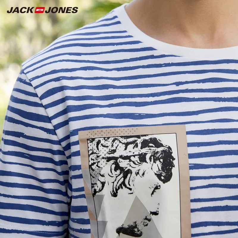 Мужская футболка с короткими рукавами JackJones 100% хлопок пляжный стиль E | 219101532