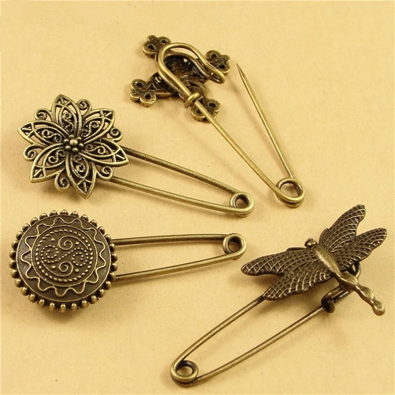 

DoreenBeads 5cm long Safety Pins Vintage Fashion Pin Brooch Animal Flower Wing Shape Ornaments for Scarf Sweather Coat Hat Bags