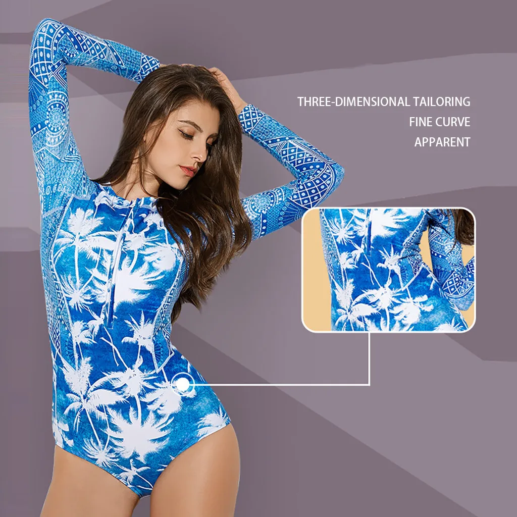 Новинка 2019 модный дизайн Рашгард с длинным рукавом и молнией УФ защита купальник