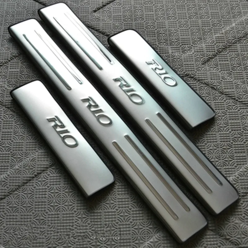 Stainless steel scuff plate door sill 4pcs/set car accessories For KIA RIO k2 sedan hatchback 2010 2011 2012 2013 2014 | Автомобили и
