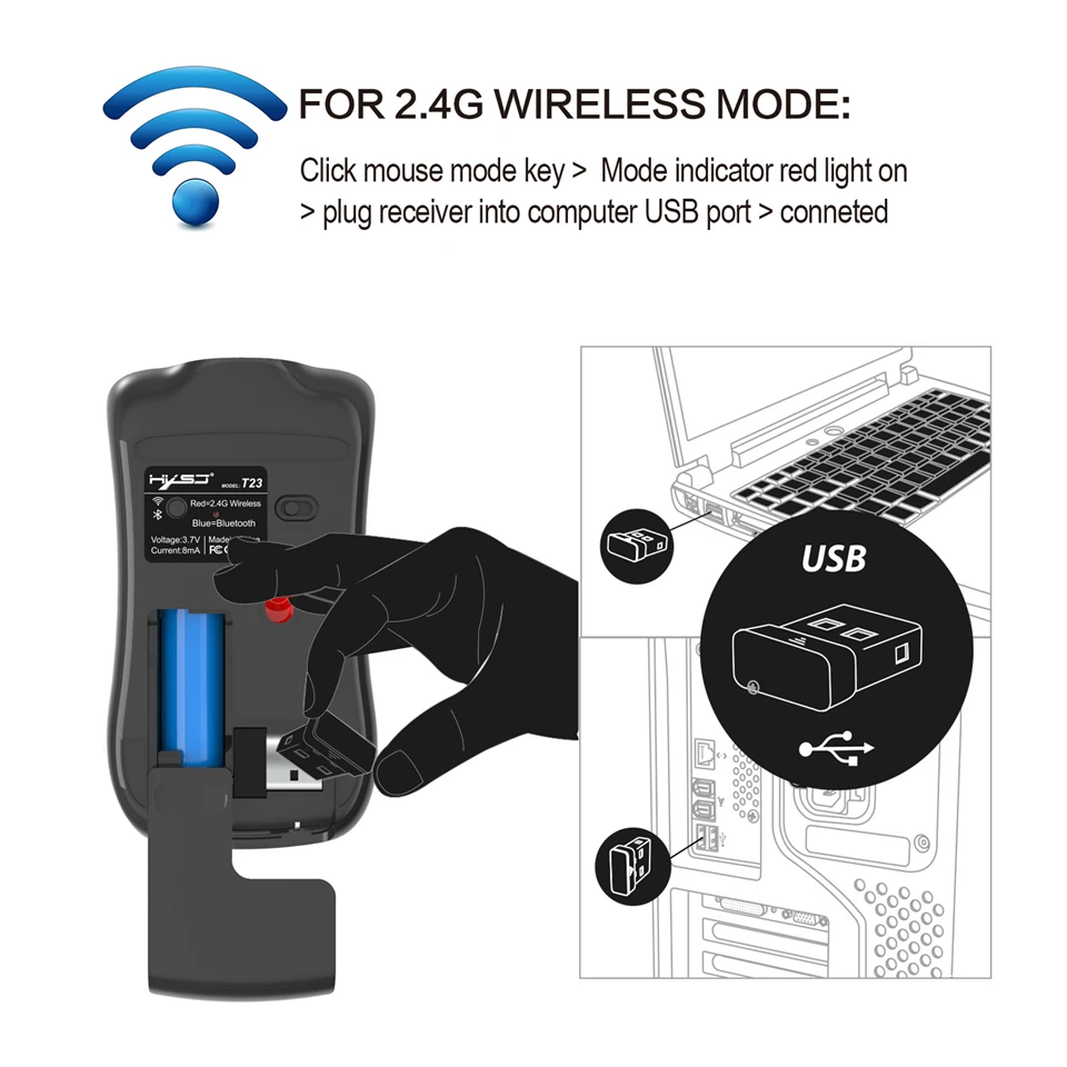 Беспроводная Bluetooth 3 0 мышь + 2 4 ГГц 1600 DPI беспроводная беззвучный щелчок USB