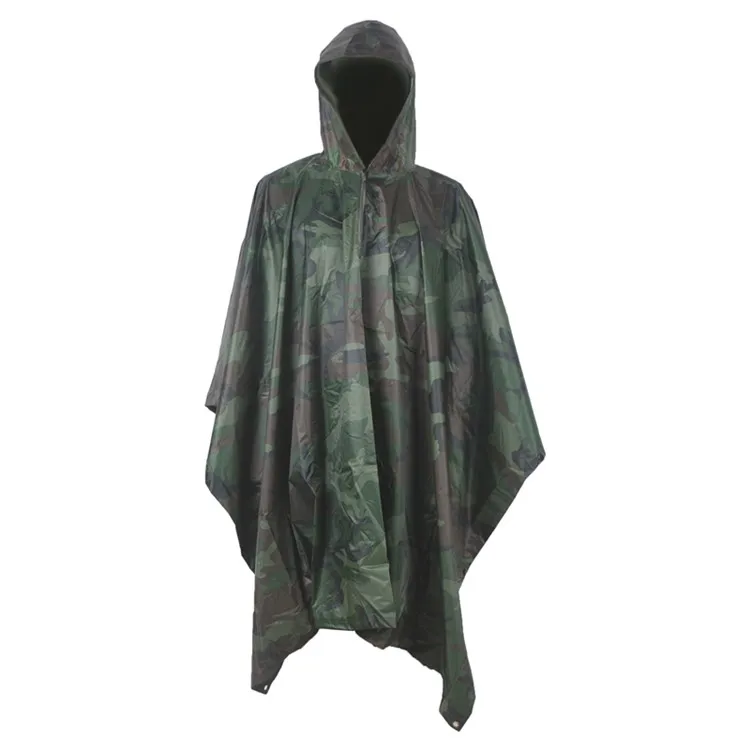 woodland Многофункциональный Военный плащ, аварийный камуфляж, дождевик, пончо для кемпинга, пешего туризма, водонепроницаемый плащ, камуфляжная одежда - Цвет: woodland
