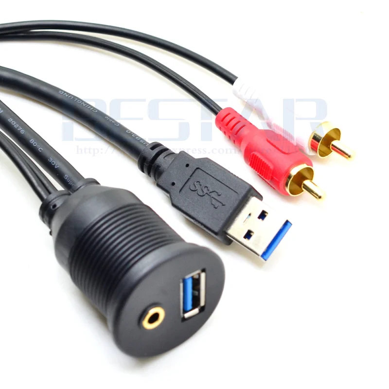 Панель скрытого монтажа для приборной панели автомобиля USB 2,0 USB 3,0 3,5 мм AUX RCA Удлинительный флеш-кабель для крепления на приборной панели
