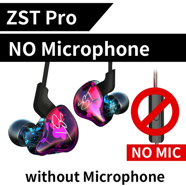 ZST Pro without Micr KZ ZST Pro Наушники с микрофоном двойной драйвер съемный кабель В Ухо Аудио мониторы шумоизоляция HiFi музыка спортивные наушники - Цвет: ZST Pro without Micr