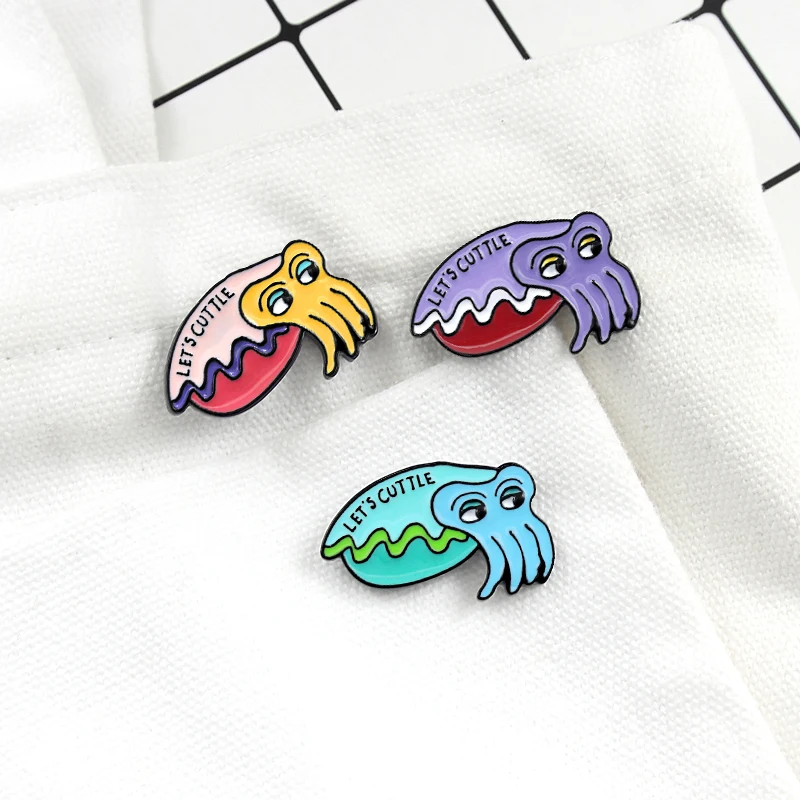 Давайте каракатиц pin каракатицы мягкая эмаль Pin милые 3 вида цветов Мультфильм кальмар Знак Детский подарок Костюмы аксессуары