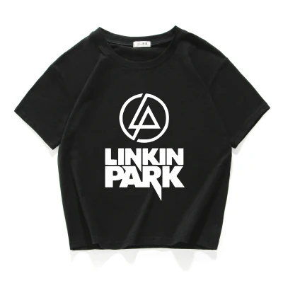 Модная Высококачественная женская футболка Linkin Park, повседневная короткая футболка из хлопка для девушек, женский свободный короткий топ, летние женские топы, футболка - Цвет: W05 black