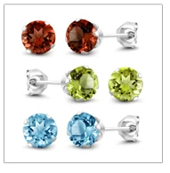 GemStoneKing 2,00 Ct круглые 6 мм розовые сапфировые 925 пробы серебряные классические серьги-гвоздики для женщин