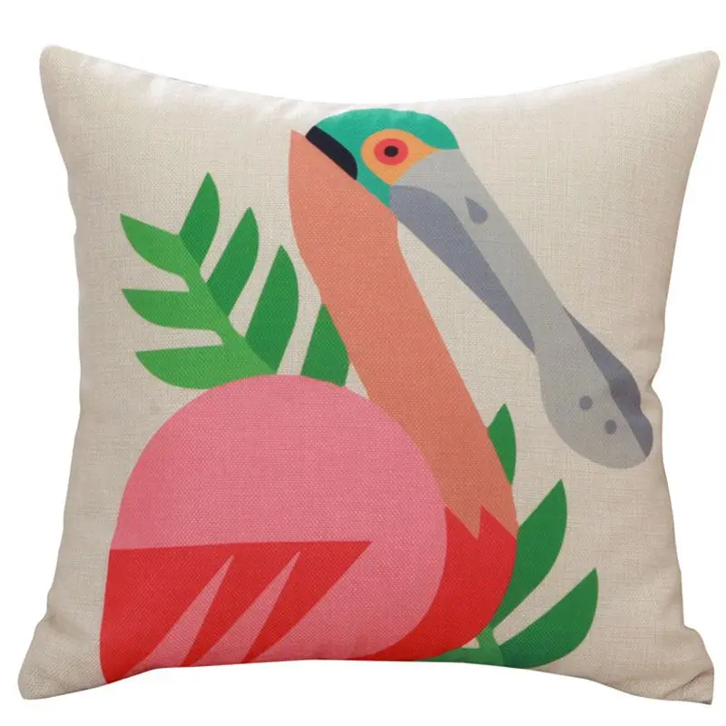 

Cartoon Design Geometric Colorful Duck Linen Cotton Pillow Case Sofa Cushion Cover Square Decorative Pillow Cover