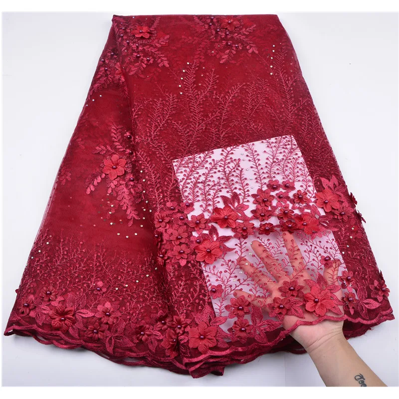 Последняя красная французская Тюлевая кружевная ткань высокого качества модная