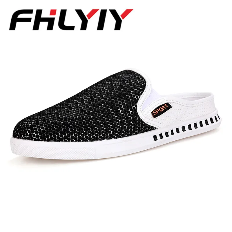 New Breathable Hemp Mesh Shoes Men Summer Canvas Casual Flat Half Slipper Man Comfort Beach Moccasins Flats Footwear | Обувь