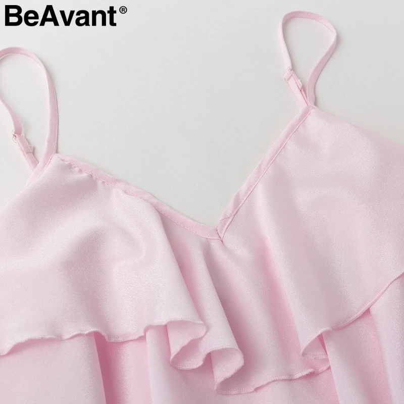 Женское многослойное платье с рюшами BeAvant шифоновое короткое на бретельках