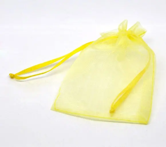 Free shiipng!!!!500pcs/lot Straw Yellow Organza Wedding Gift Bag&Pouche 12x9cm