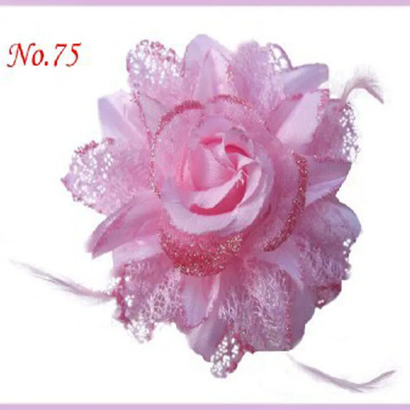 

20pcs BLESSING Girls Clip 3.5-4" Rose Lotus Chrysanthemum Flower 78