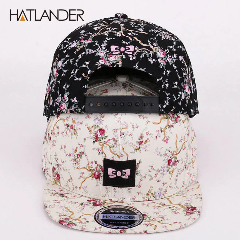 [HATLANDER] брендовые бейсболки с вышивкой и бантом для женщин, уличные кепки от солнца, женские цветочные кепки в стиле хип-хоп, бейсболки, кепки