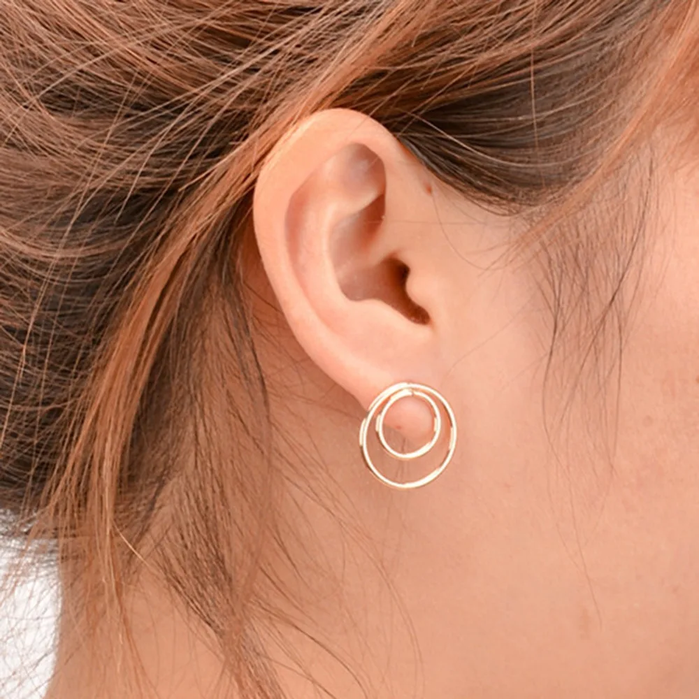 1 пара Для женщин Простые серьги полые геометрические бар круг уха Серьги