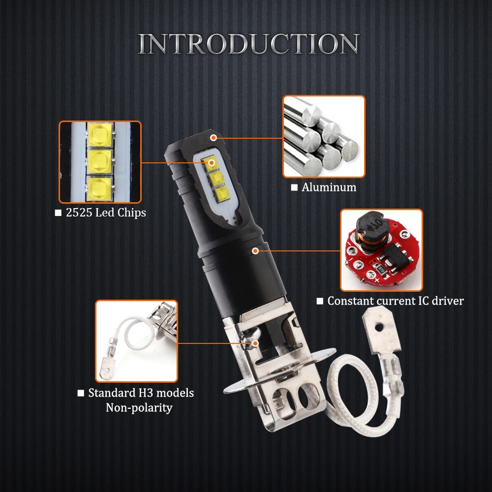 YM E-Bright 2 шт. 12 В DC светодиодный автомобильные противотумансветильник фары H1 H3 2525 6