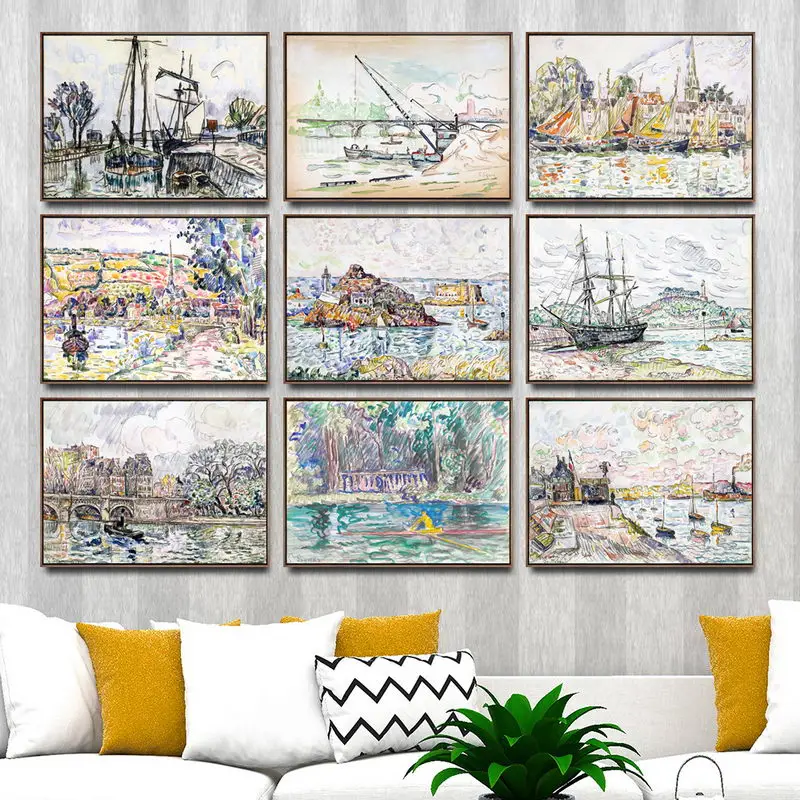 

Home Decoration Art Wall Pictures Fro Living Room Poster Print Canvas Paintings French Paul Signac Sailing vessel
