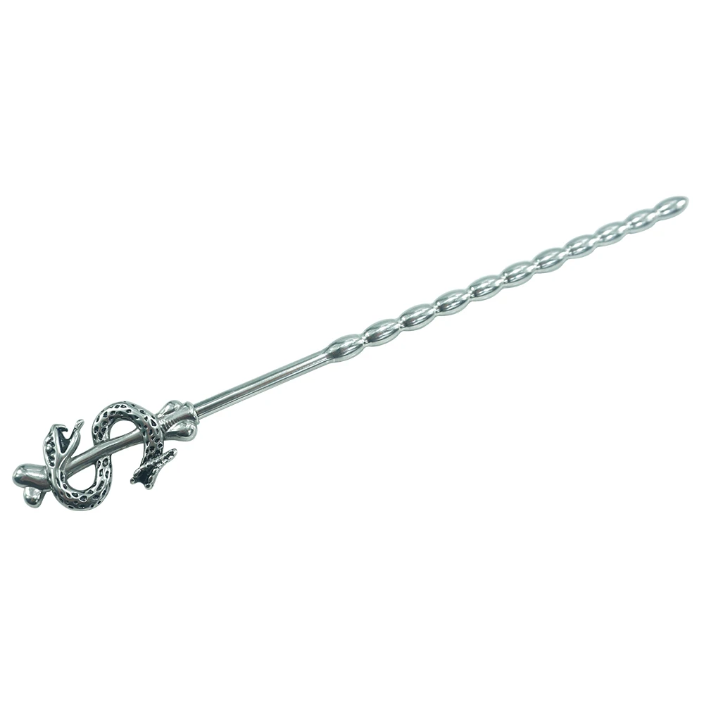 new special design Dia 6mm length 197mm stainless steel urethral catheter penis plug dilators with snake head sex toys for men |