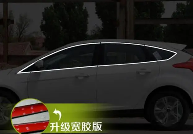 Отделка из нержавеющей стали с полным окном декоративные полоски для Ford Focus Хэтчбек 2012- автомобильный Стайлинг высокого качества хромированные наклейки - Цвет: 12PCS