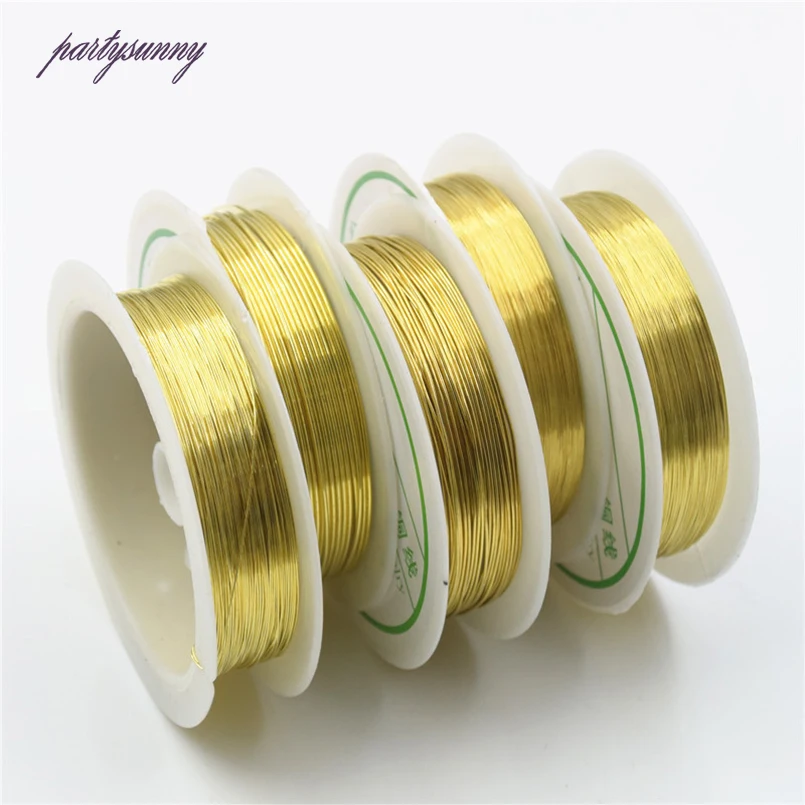 PF 0.2 до 1 мм рулон Золотой/Серебряный сплав меди провода для браслета ювелирных