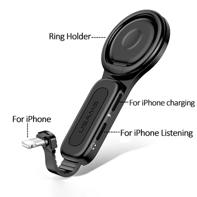 Lightning 2 в 1 адаптер Lightning до 3,5 мм для iPhone 7 OTG адаптер аудио адаптер держатель телефона для iPhone зарядное устройство адаптер мини OTG - Цвет: Lightning
