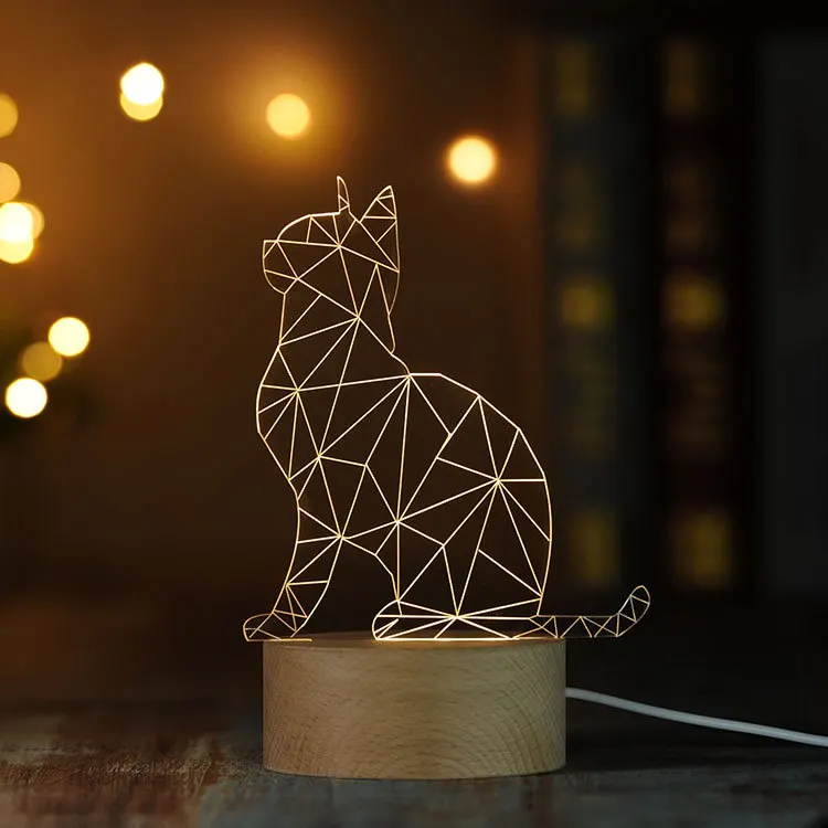 Милое животное кошка/кролик/единорог/дельфин рисунок 3D LED Настольная лампа
