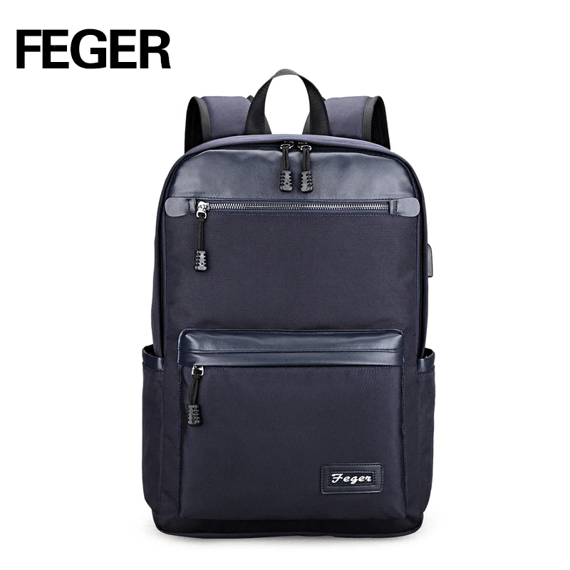 FEGER мужской рюкзак модные школьные сумки для ноутбука мальчика usb зарядка