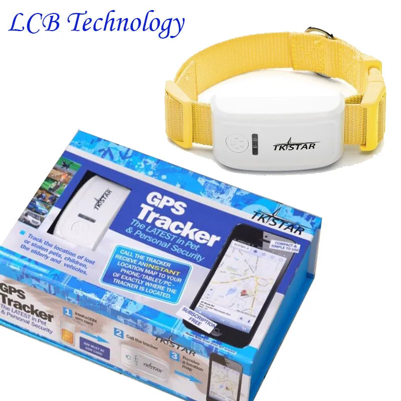 Yellow With box Мини gps трекер с воротником водонепроницаемый в реальном времени локатор Rastreador Localizador чип для домашних животных собак Перро свиней отслеживания LK909 - Цвет: Yellow With box