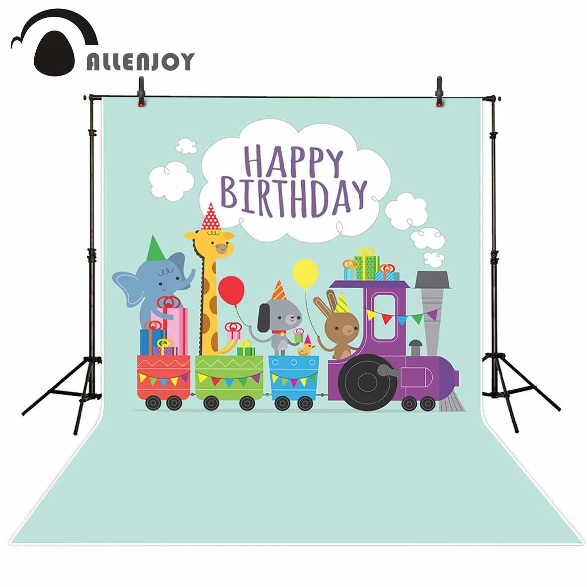 Фон для фотографии Allenjoy с милыми синими животными в карикатурном стиле на детский день рождения, настраиваемый реквизит для фотостудии.